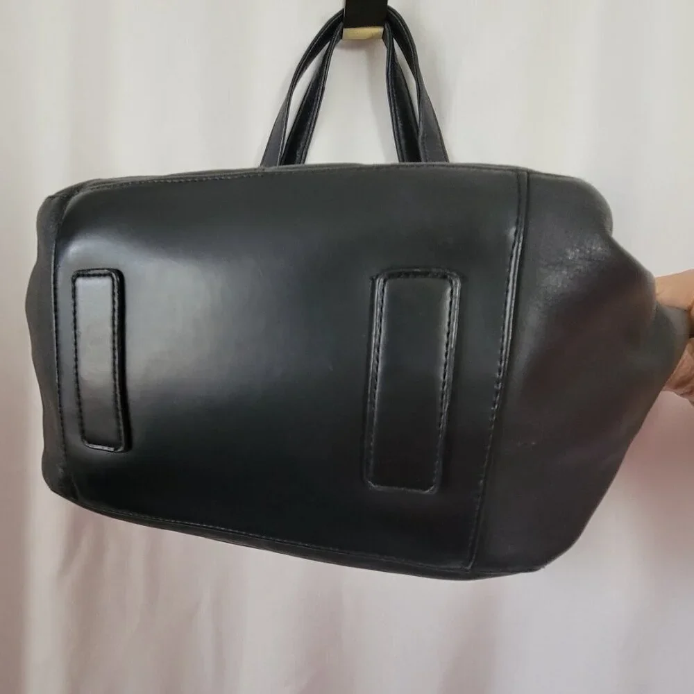 Laura Scott Genuine Leather Purse hobo handbag double handle black Professional
